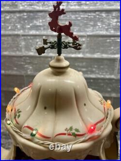 Rare Enesco 1993 Teapot Bungalow MusicBox'Twas The Night Before Christmas Works