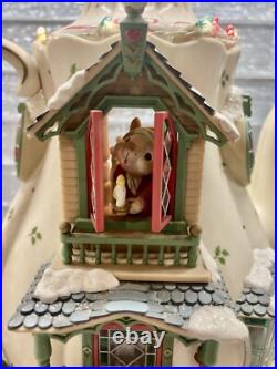 Rare Enesco 1993 Teapot Bungalow MusicBox'Twas The Night Before Christmas Works