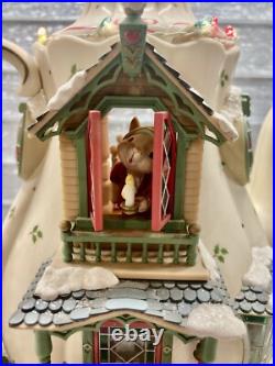 Rare Enesco 1993 Teapot Bungalow MusicBox'Twas The Night Before Christmas Works