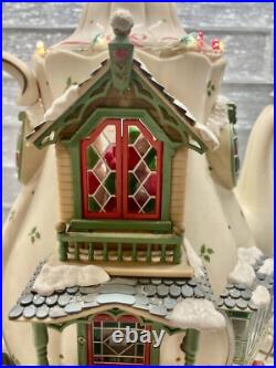 Rare Enesco 1993 Teapot Bungalow MusicBox'Twas The Night Before Christmas Works