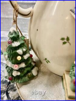Rare Enesco 1993 Teapot Bungalow MusicBox'Twas The Night Before Christmas Works