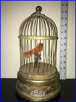 Rare FRENCH Wind-Up Mechanical BIRD CAGE Automaton BONTEMS Made In France WORKS