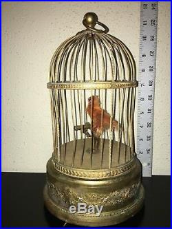 Rare FRENCH Wind-Up Mechanical BIRD CAGE Automaton BONTEMS Made In France WORKS