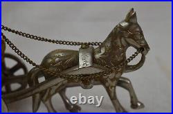 Rare Fred Zimbalist Horse Carriage Silver Metal Music Box Cart Donkey Figural