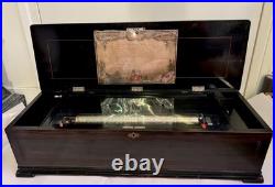 Rare Giant (31.5 Inch) Antique Swiss Forte-Piano Harmonique Cylinder Music Box