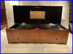Rare Huge Antique Swiss Cylinder Music Box With Inlay