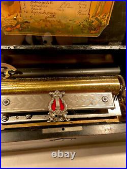 Rare Large Antique Swiss Mandolin Zither Music Box