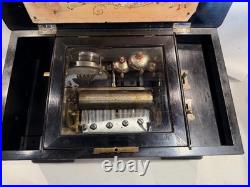 Rare Large Antique Swiss Orchestral Cylinder Music Box With Drum And Bells