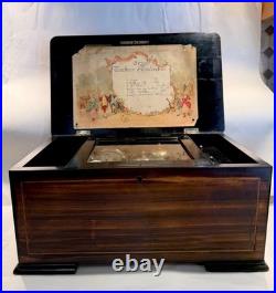 Rare Large Antique Swiss Orchestral Cylinder Music Box With Drum And Bells
