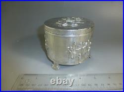 Rare Swiss Antique Thorens (Reuge) Music Box Silver Powder Case Made In Denmark
