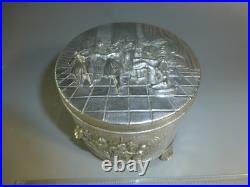 Rare Swiss Antique Thorens (Reuge) Music Box Silver Powder Case Made In Denmark