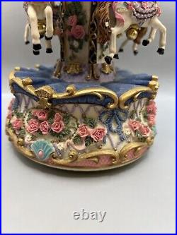 Rare Vintage 1970's Victorian Large Victorian Swiss Roses Carousel Horse