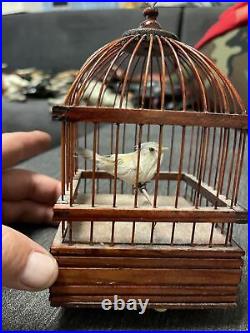 Rare Vintage Bird Cage Automaton Lights Up/chirps When Tapped No Movement
