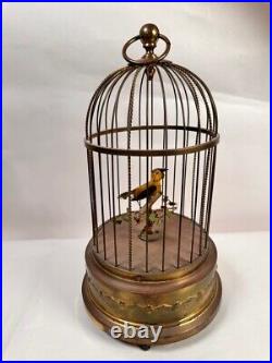 Rare Vintage Griesbaum Automation Singing Bird in Brass Cage Made in Germany