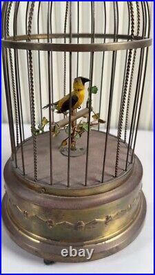 Rare Vintage Griesbaum Automation Singing Bird in Brass Cage Made in Germany