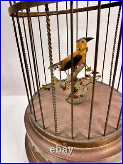 Rare Vintage Griesbaum Automation Singing Bird in Brass Cage Made in Germany