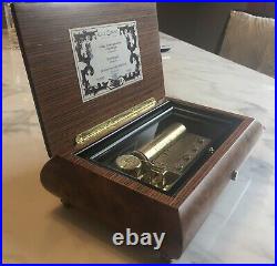 Rare Vintage Limited Edition Walnut Reuge Music Box Plays 3 Mozart Songs