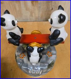 Rare Vintage Panda Bears Musical Seesaw Moves & Plays Music Japan #66 Old