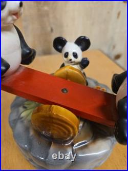 Rare Vintage Panda Bears Musical Seesaw Moves & Plays Music Japan #66 Old