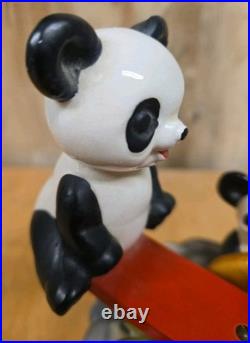 Rare Vintage Panda Bears Musical Seesaw Moves & Plays Music Japan #66 Old