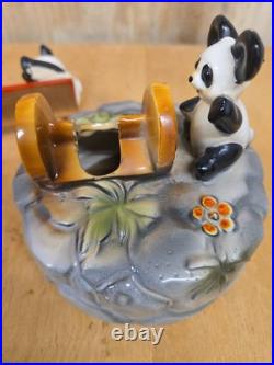Rare Vintage Panda Bears Musical Seesaw Moves & Plays Music Japan #66 Old