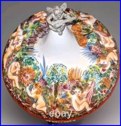 Rare Vintage REUGE SIMU Capodimonte Italy Cherub Music Carousel Lipstick Holder