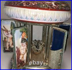 Rare Vintage REUGE SIMU Capodimonte Italy Cherub Music Carousel Lipstick Holder