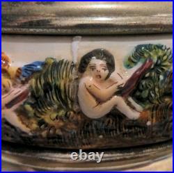Rare Vintage REUGE SIMU Capodimonte Italy Cherub Music Carousel Lipstick Holder