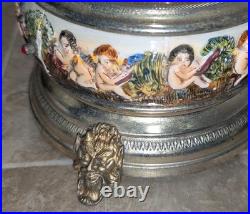 Rare Vintage REUGE SIMU Capodimonte Italy Cherub Music Carousel Lipstick Holder