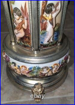 Rare Vintage REUGE SIMU Capodimonte Italy Cherub Music Carousel Lipstick Holder