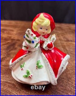Rare Vintage SCHMID Shopper Girl Christmas Music Box White Christmas in Box