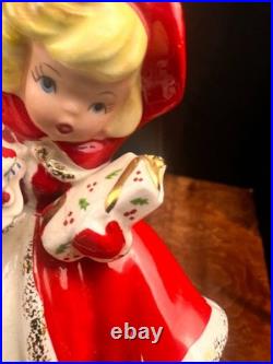 Rare Vintage SCHMID Shopper Girl Christmas Music Box White Christmas in Box