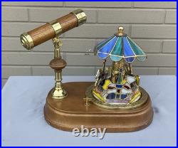 Rare Vintage San Fran. Music Box Stain Glass Carousel with Kaleidoscope