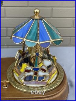 Rare Vintage San Fran. Music Box Stain Glass Carousel with Kaleidoscope