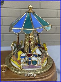 Rare Vintage San Fran. Music Box Stain Glass Carousel with Kaleidoscope