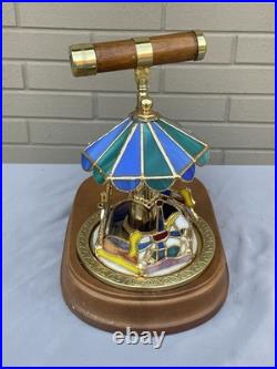 Rare Vintage San Fran. Music Box Stain Glass Carousel with Kaleidoscope