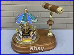 Rare Vintage San Fran. Music Box Stain Glass Carousel with Kaleidoscope
