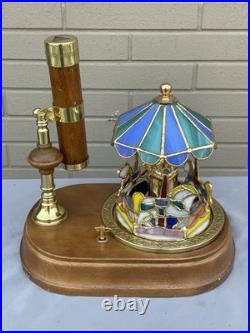 Rare Vintage San Fran. Music Box Stain Glass Carousel with Kaleidoscope Rare Vintage San Fran. Music Box Stain Glass Carousel with Kaleidoscope