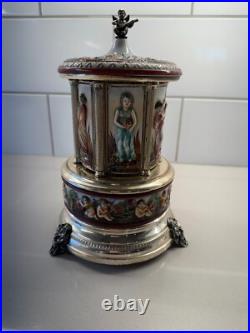Rare Vintage Swiss Reuge Dancing Ballerina Music Box Carousel Items Holder