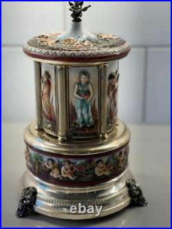 Rare Vintage Swiss Reuge Dancing Ballerina Music Box Carousel Items Holder