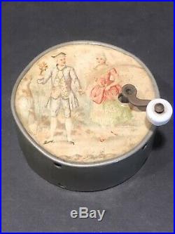 Rear Antique French Manivelle Music Box Toy French Couple