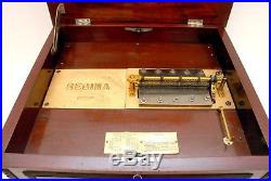Regina 15.5 Disc Double Comb Music Box Carved Mahogany Case + 15 Discs