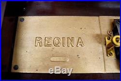 Regina 15.5 Disc Double Comb Music Box Carved Mahogany Case + 15 Discs