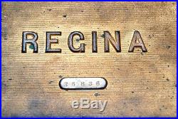 Regina 15.5 Disc Double Comb Music Box Carved Oak Case + 25 Discs