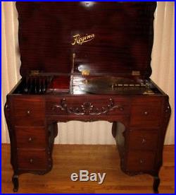 Regina 20-3/4 Mahogany Style 61 Musical Desk Disc Music Box