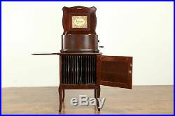 Regina Antique Mahogany Music Box, Ten 15 Disks & Base Cabinet #31172