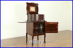 Regina Antique Mahogany Music Box, Ten 15 Disks & Base Cabinet #31172