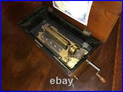 Restored Mermod cylinder music box Jacots safety check rare coin operated 1 cent