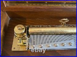 Reuge 144 Note Inlaid Burl Music Box with Horse & Carriage Motif Offenbach