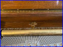 Reuge 144 Note Inlaid Burl Music Box with Horse & Carriage Motif Offenbach
